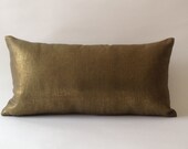 Metallic Bronze Linen Decorative Lumbar Pillow Cover - Medium Weight Linen- Invisible Zipper Closure