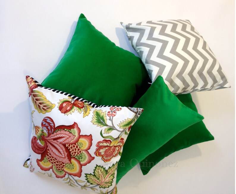 Kelly Green Cotton Velvet Pillow Cover Decorative Accent Etsy