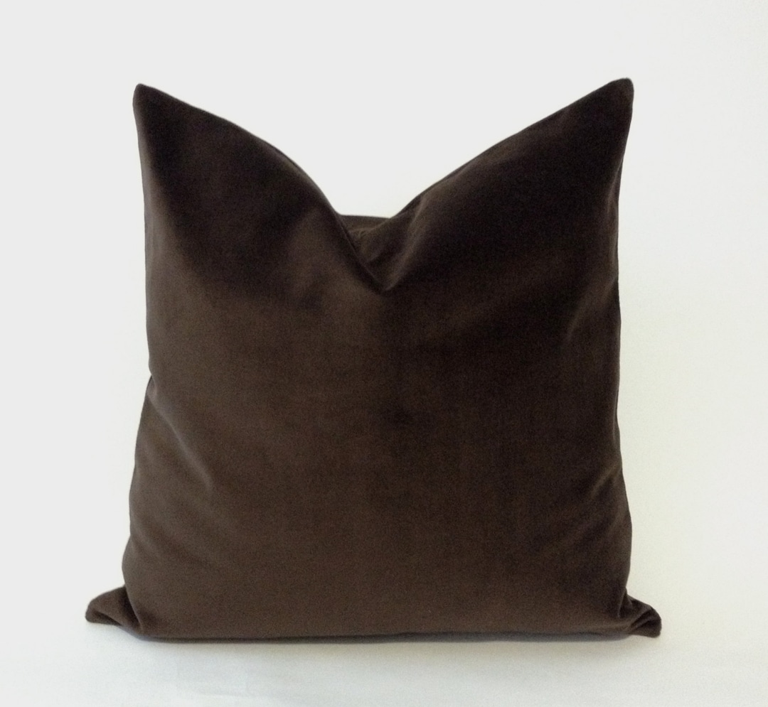 Brown Cotton Velvet Pillow Cover Decorative Accent Throw Pillows
