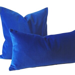 Classic Royal Blue Decorative Bolster Pillow Medium Weight Cotton Velvet 10x20 to 12x24 Invisible Zipper Closure Knife Or Piping Edge image 4