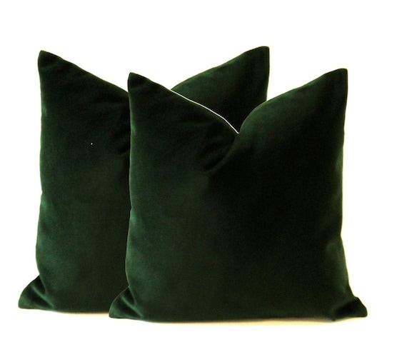 Hunter Green Velvet Pillow Cover - Decorative Throw Pillow