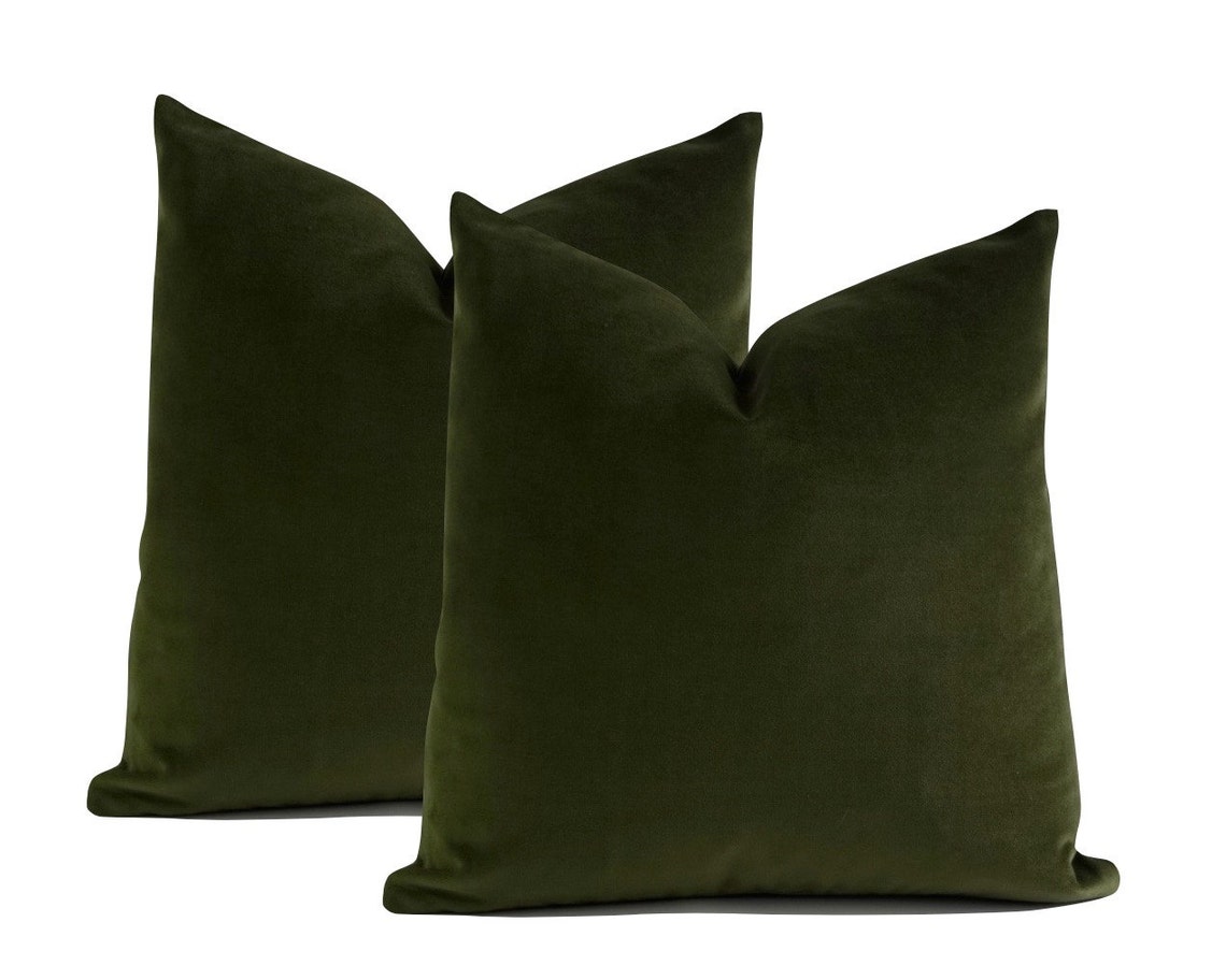 Olive Green Velvet Pillow Cover Decorative Accent Throw - Etsy