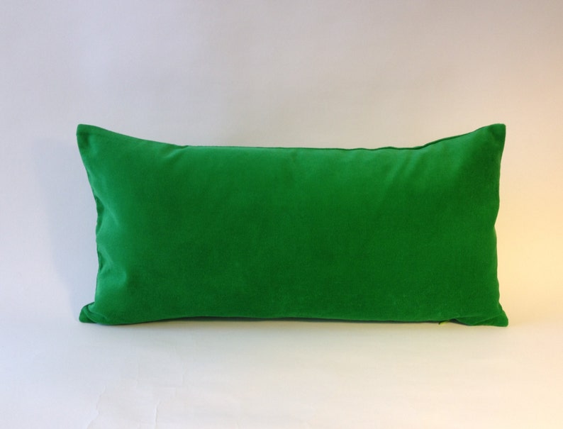 Kelly Green Cotton Velvet Pillow Cover Decorative Accent Bolster Pillows Invisible Zipper Closure Knife Or Piping Edge 16x16 to 26x26 image 1