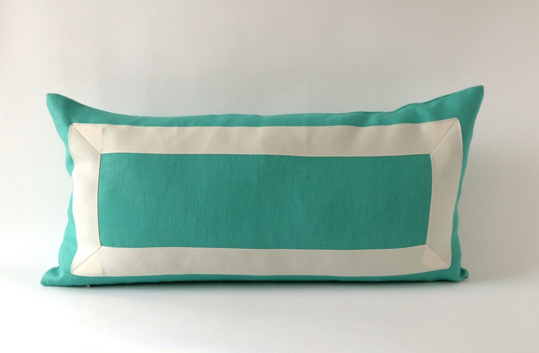 Decorative Bolster Pillow Cover mint Green Linen Pillow Cover With off