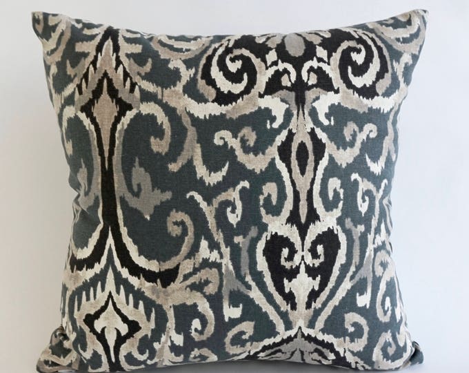 Decorative Throw Pillow Ikat Print on Medium Weight Cotton SET OF TWO