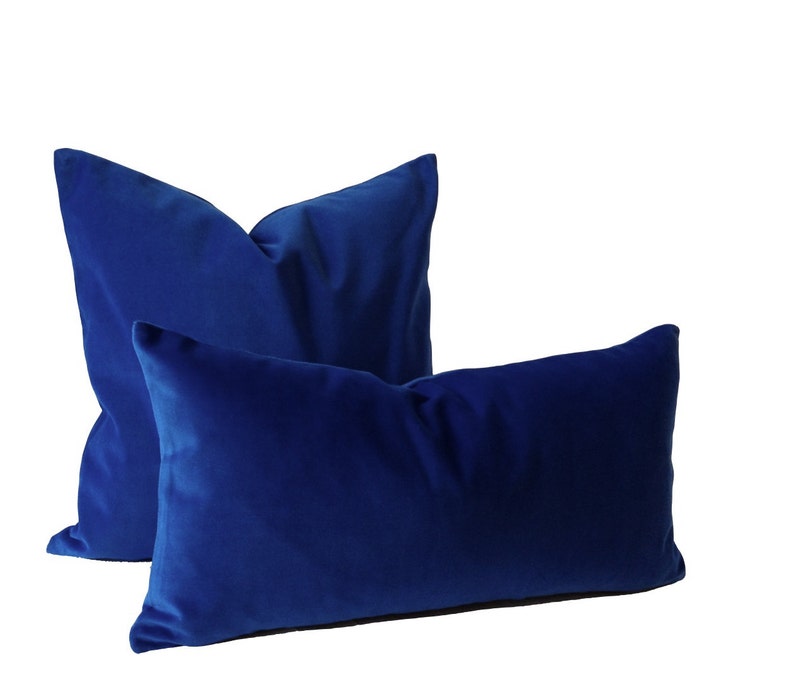 Royal Blue Cotton Velvet Pillow Cover Decorative Accent Etsy