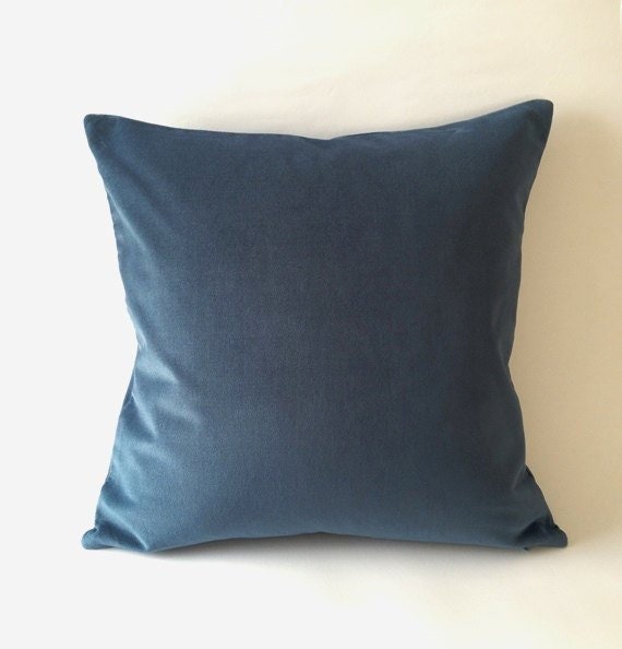 Teal Blue Cotton Velvet Pillow Cover Square Decorative Throw Pillows Invisible Zipper Closure Knife Or Piping Edge 16x16 To 26x26