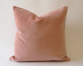 Rose Pink Velvet Decorative Pillow Cover - Medium Weight Cotton Velvet - Invisible Zipper Closure - Knife Or Piping Edge