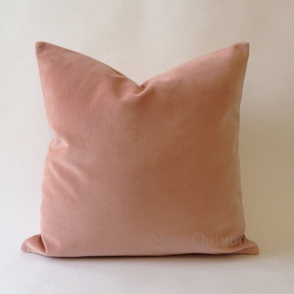 Rose Pink Velvet Decorative Pillow Cover - Medium Weight Cotton Velvet - Invisible Zipper Closure - Knife Or Piping Edge