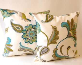 Floral Print Decorative Pillow Cover - Solid Canvas Backing -Medium Weight Cotton- Invisible Zipper Closure