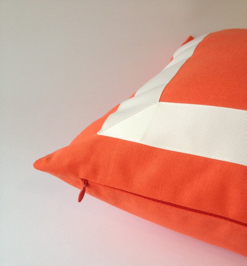 Decorative Pillow Cover Cotton Canvas with Off White Grosgrain Etsy