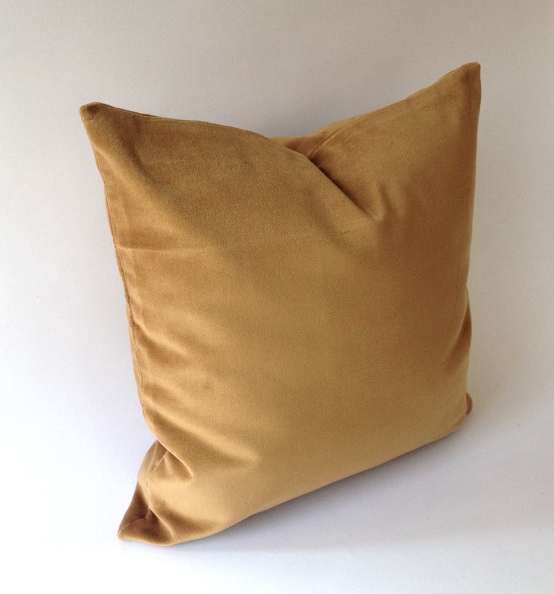 Camel Brown Cotton Velvet Pillow Cover Decorative Accent Etsy