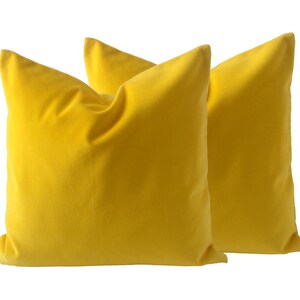 Bright Yellow Decorative Throw Pillow Cover Medium Weight Cotton Velvet Invisible Zipper Closure Knife Or Piping Edge image 5