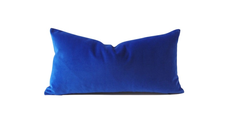 Classic Royal Blue Decorative Bolster Pillow Medium Weight Cotton Velvet 10x20 to 12x24 Invisible Zipper Closure Knife Or Piping Edge image 1