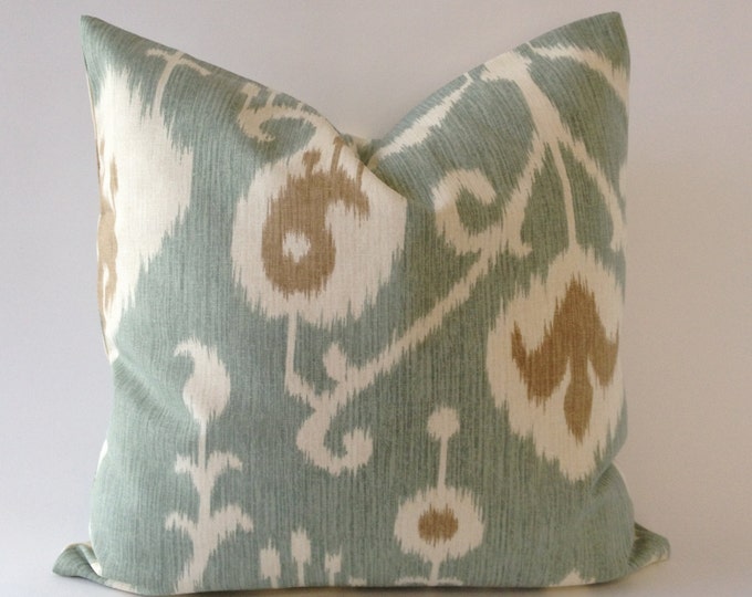 SET OF TWO 16x16 or 18x18 Ikat Print Decorative Pillow Covers - Medium Weight Cotton- Invisible Zipper Closure