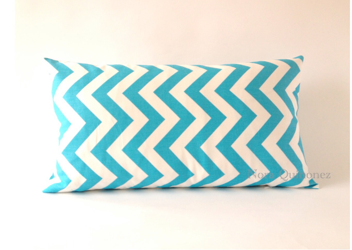 10x20 Aqua and White Chevron Decorative Bolster Pillow Cover Etsy