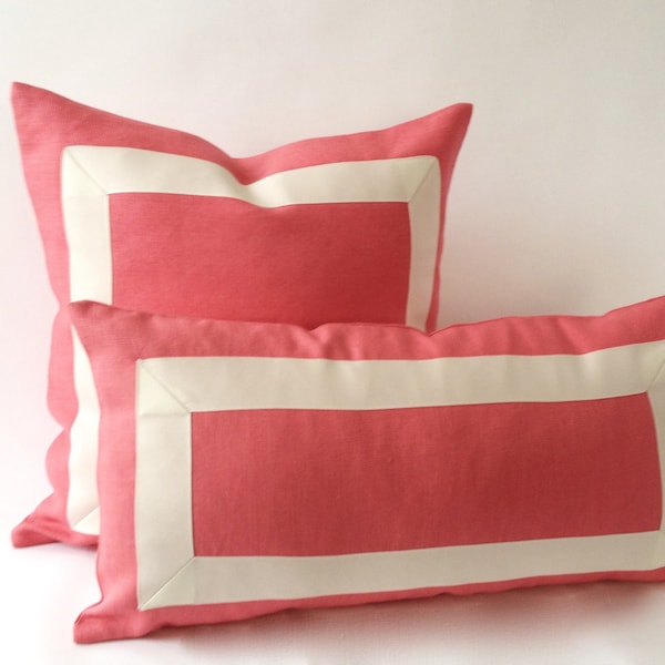 Pink Linen Pillow Etsy