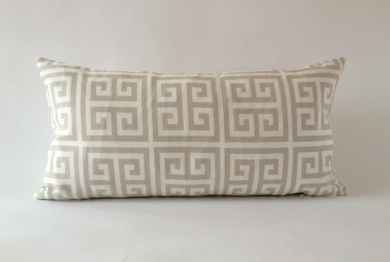 Greek Key Decorative Bolster Pillow White Bolster Decorative Pillow