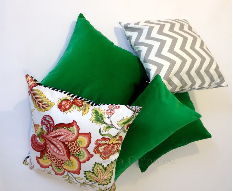 Kelly Green Cotton Velvet Pillow Cover Decorative Accent Etsy