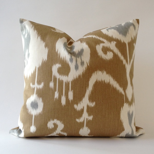 Ikat Print Decorative Pillow Covers - SET OF TWO Medium Weight Cotton- Invisible Zipper Closure