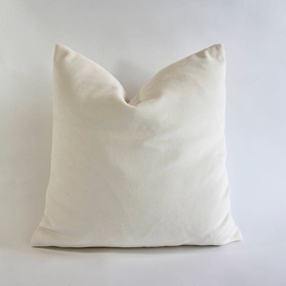 Off White Cotton Velvet Pillow Cover Decorative Accent Throw Etsy