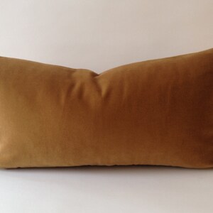 Camel Brown Velvet- Lumbar Pillow made with in a medium weight soft cotton velvet finished with an invisible zipper - Decorative Pillow Cover