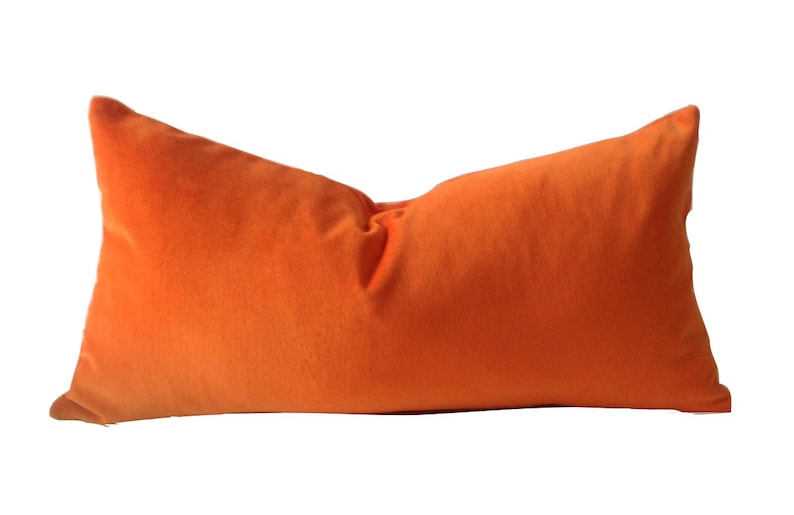 Orange Cotton Velvet Pillow Cover Decorative Accent Bolster Etsy