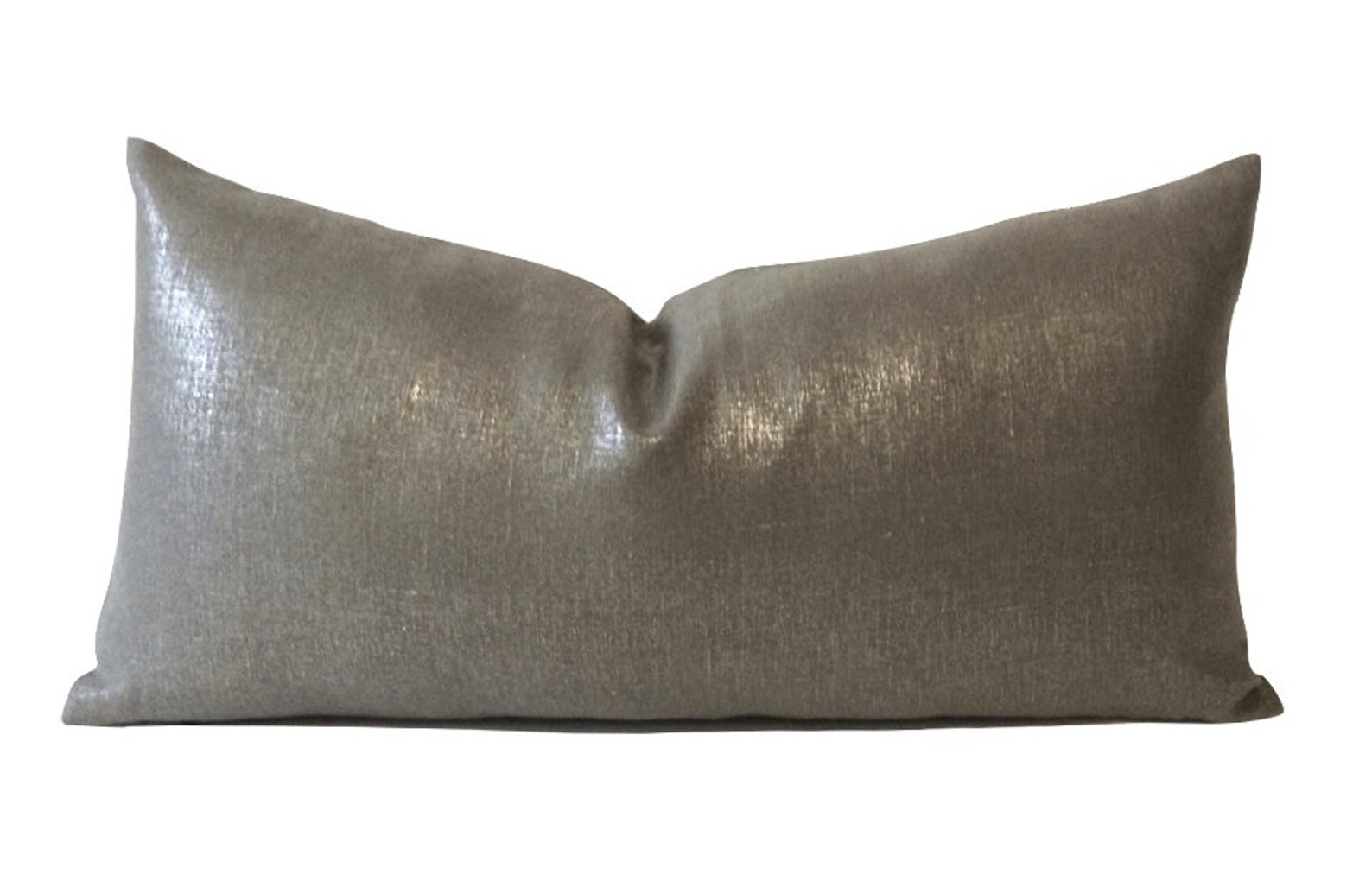 Metallic Silver Linen Decorative Lumbar Pillow Cover Medium Etsy