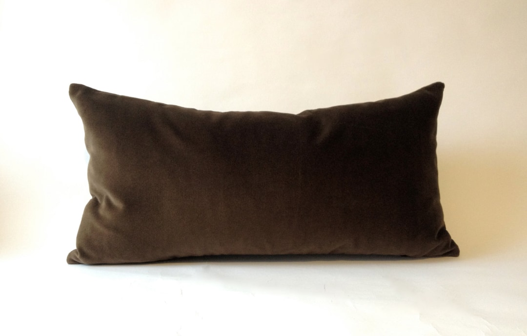 Brown Cotton Velvet Pillow Cover decorative Accent Bolster With