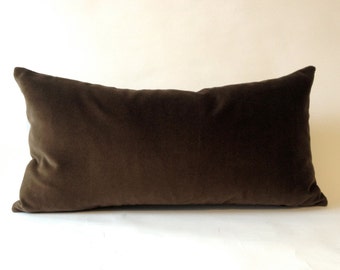 Brown Cotton Decorative Velvet Bolster Pillow Cover – Square or Rectangular, Knife or Piping Edge