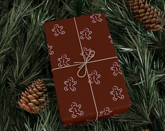 Gingerbread-Themed Wrapping Paper, Festive Gift Wrap for Holidays, Christmas, Birthdays, Crafts, Eco-Friendly Packaging