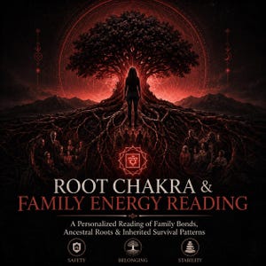Lectura personalizada del chakra raíz, informe energético familiar, guía de patrones ancestrales (PDF)