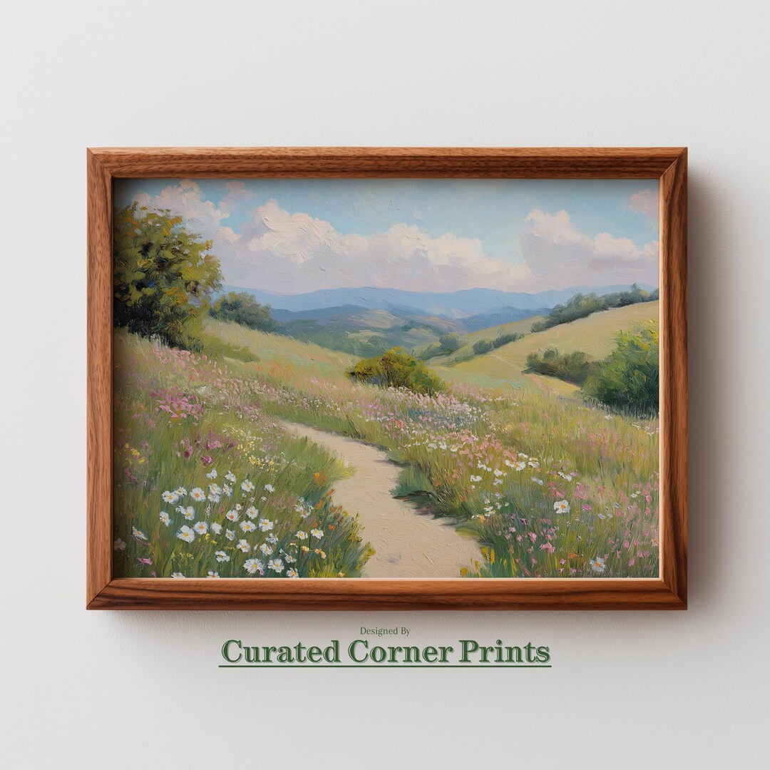 Rustic Cottagecore Pathway Printable, Calming Pastoral Landscape Art ...