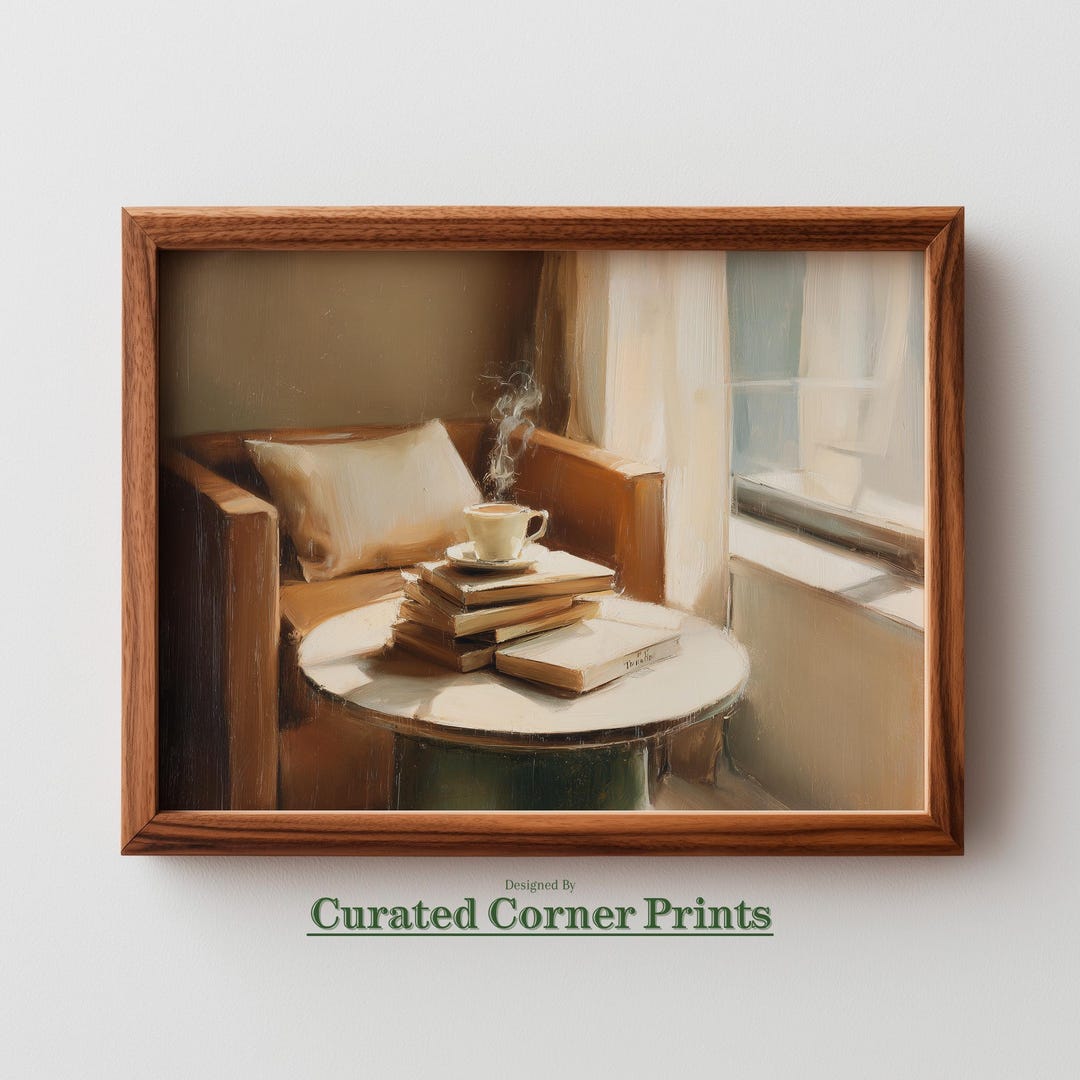 Cottagecore Reading Cozy Reading Nook Printable Art - Cottagecore Interior Scene, Vintage ...