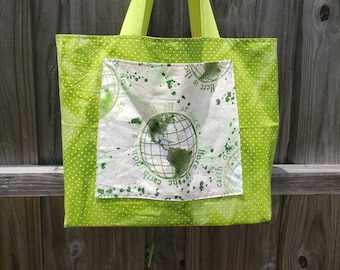 Large Market Tote Bag - Here is the Earth - Reusable Washable Cotton Bag - Eco Bag- Grocery Bag