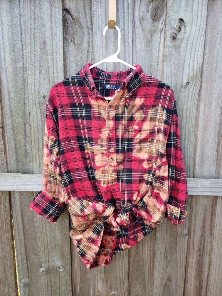 Spiral Bleached Reverse Tie Dye Flannel Shirt Men's Large Etsy Denmark