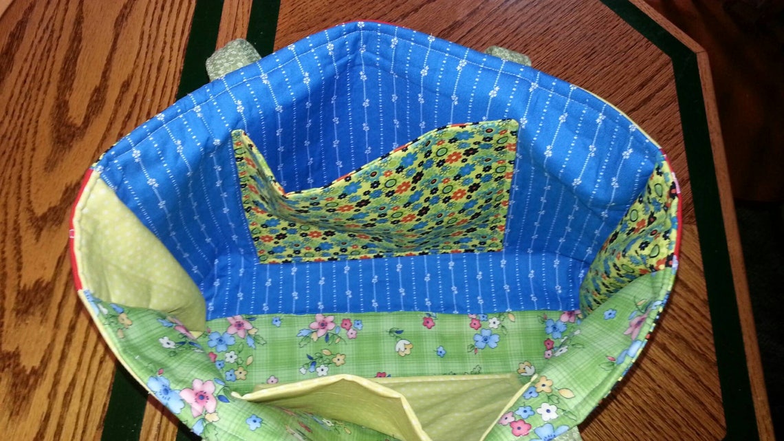 Quilted Tote Bag Purse Bright Florals Etsy
