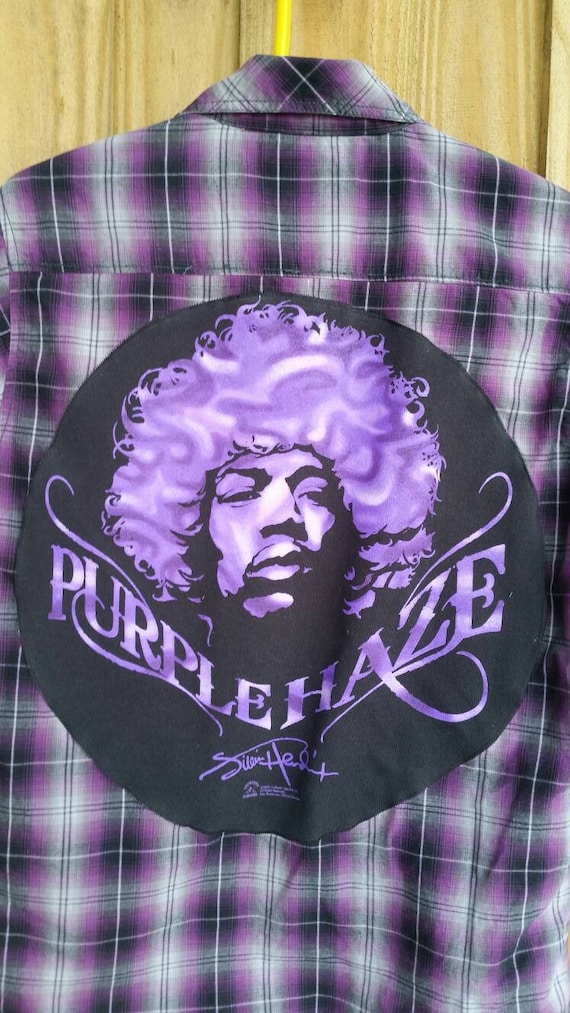 Mens Jimi Hendrix Purple Haze Frame Black T-Shirt Unisex Music Tee
