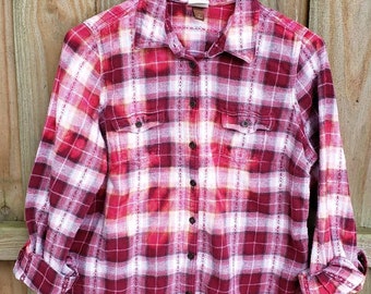 Juniors Medium Distressed Flannel Shirt