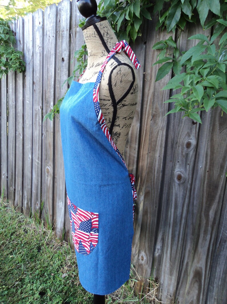 Men's Unisex Butcher Style Apron Denim and Flags Etsy