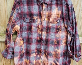 XLG Bleached Distressed Flannel Shirt