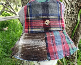 Reversible Upcycled Flannel and Denim Jeans Bucket Hat Adult Medium