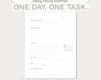 ADHD Daily Planner One Task Focus Printable GoodNotes Undated PDF