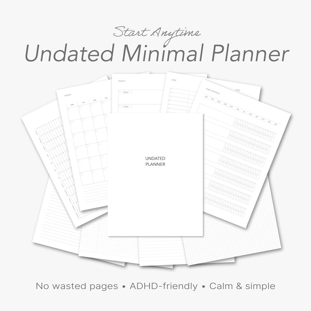 Undated Planner Printable PDF Instant Download Daily Weekly Monthly - Etsy