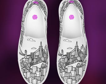 Grafische sneakers uit San Francisco, canvas schoenen geïnspireerd op de Bay Area (op bestelling gemaakt)