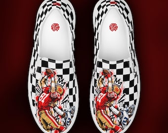 Zapatillas sin cordones Catch Football, con estampado gráfico en rojo y dorado.