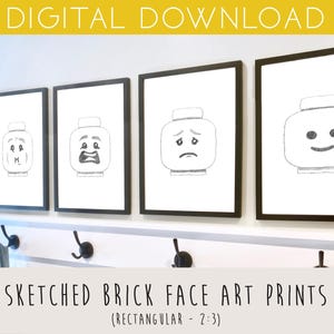 Sketched Brick Face Art Prints - Rectangular - 2:3 ratio, Digital Download