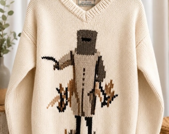 Handgemachte Wolle Ned Kelly Pullover M/L Creme Vintage Australischer Pullover