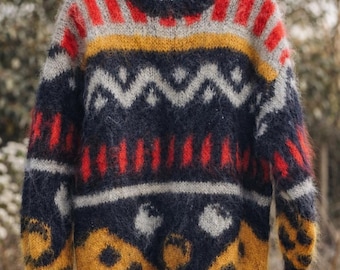 Jersey de mohair vintage de los 90, estilo Y2K, nórdico, extragrande, talla L