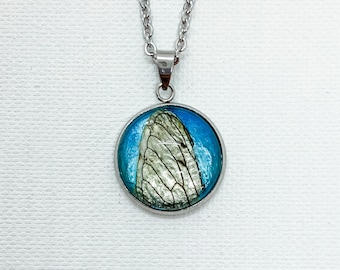 Pressed Real Cicada Wing - Nature Walk Pendant with Stainless Steel Base and Chain